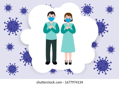 Everyone works together to prevent virus, Stop COVID-19, Wear surgical mask