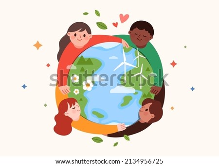 Everyone's blue and beautiful earth. Eco-friendly concept vector illustration.