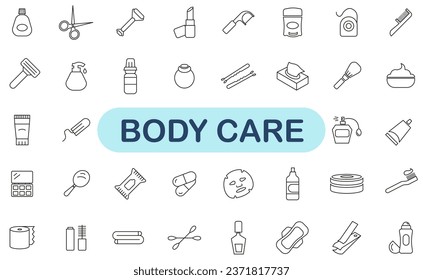 Todo sobre el cuidado corporal. Cuidado corporal. Contenedores y botellas con productos cosméticos. EPS 10.