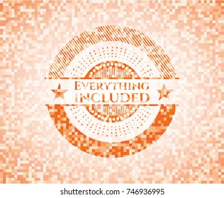 Everything included abstract orange mosaic emblem