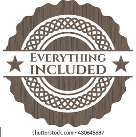 Everything included badge with wooden background