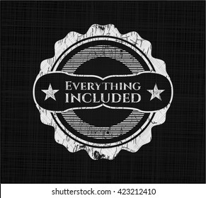 Everything included chalk emblem, retro style, chalk or chalkboard texture