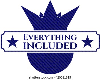 Everything included emblem with denim texture
