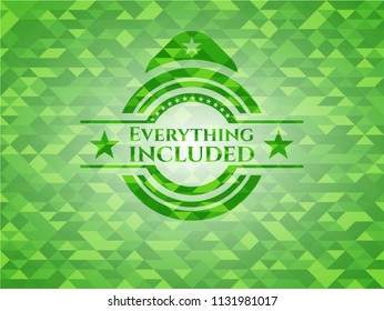 Everything included green emblem with mosaic background