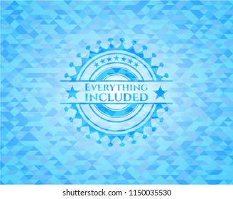 Everything included light blue emblem with mosaic background