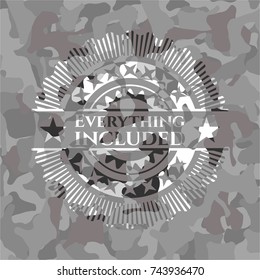 Everything included on grey camouflaged texture Everything included on grey camouflaged texture
