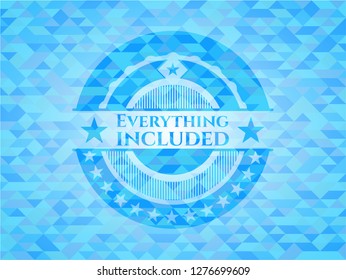 Everything included realistic sky blue mosaic emblem