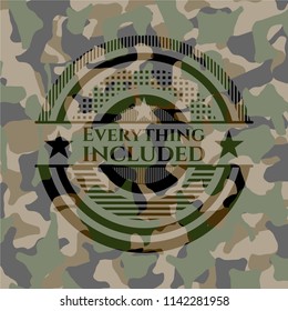 Everything included written on a camouflage texture