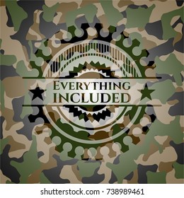 Everything included written on a camouflage texture