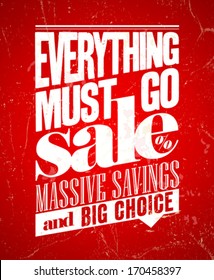 Everything must go sale, massive savings retro poster