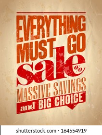 Everything must go sale retro poster. Eps10.