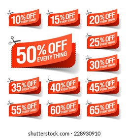 Everything is on Sale coupons. Vector.