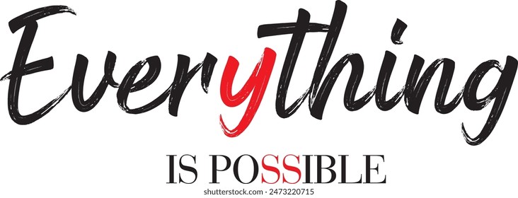 Everything is possible motivational slogan for t-shirt prints, posters and other uses.