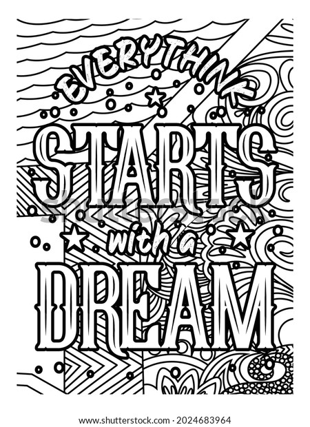 Everything Starts Dream Coloring Book Motivational Stock Vector ...