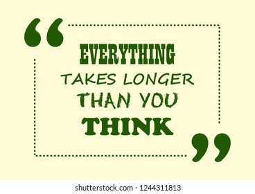 Everything takes longer than you think Inspirational quote Business style card