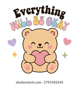 Everything Will Be Okay Shirt Design, Mental Health T-shirt, Positive Quote Graphic, Self Love Clipart, Good Vibes Illustration