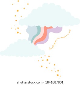 Everything you can imagine is real inspirational quote and rainbow drawing / Vector illustration design for t shirt graphics, slogan tees, fashion prints, posters, stickers and other creative uses