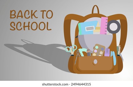 Everything you need for school. School things in a backpack. School of icons. EPS 10.