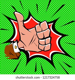 Everything's fine. Thumbs up. Vector illustration in Comic book style