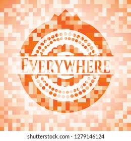 Everywhere abstract orange mosaic emblem