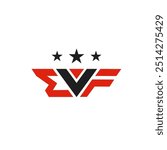 EVF alphabet logo with sport style