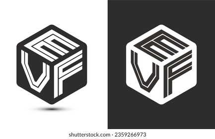 EVF letter logo design with illustrator cube logo, vector logo modern alphabet font overlap style. Premium Business logo icon. White color on black background