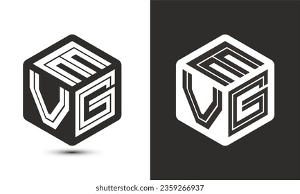 EVG letter logo design with illustrator cube logo, vector logo modern alphabet font overlap style. Premium Business logo icon. White color on black background