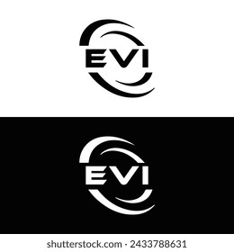 EVI logo. E V I design. White EVI letter. EVI, E V I letter logo design. Initial letter EVI linked circle uppercase monogram logo.