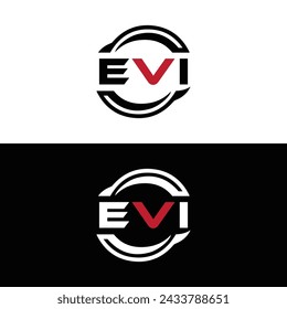 EVI logo. E V I design. White EVI letter. EVI, E V I letter logo design. Initial letter EVI linked circle uppercase monogram logo.