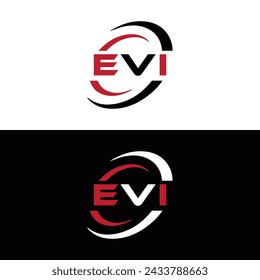 EVI logo. E V I design. White EVI letter. EVI, E V I letter logo design. Initial letter EVI linked circle uppercase monogram logo.