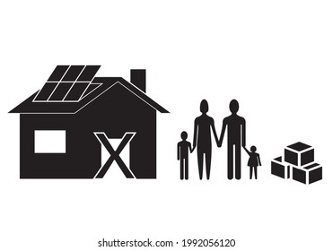 
Evicted family, homeless and with boxes on the street. Homeless family. Poverty