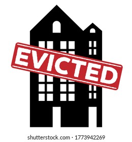 Evicted stamp with house icon, concept design. Icon for bankruptcy concept design. Evicted sign. Isolated vector illustration of foreclosure