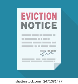 Eviction notice isolated in flat design style with long shadow