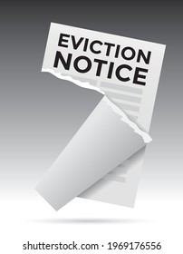 eviction notice tear up, black background, vector illustration 