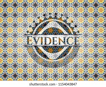 Evidence arabic badge. Arabesque decoration.