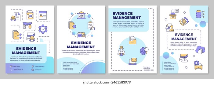 Evidence control blue gradient brochure template. Leaflet design with linear icons. Editable 4 vector layouts for presentation, annual reports