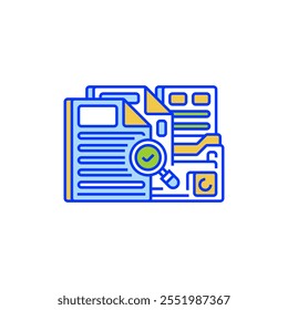 Evidence File Icon. linear style sign for mobile concept and web design. Outline vector icon. Symbol, logo illustration. Vector graphic