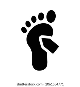 Evidence, footprint icon. Black vector graphics.