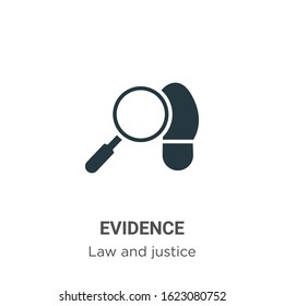 Evidence Glyph Icon Vector On White Background. Flat Vector Evidence Icon Symbol Sign From Modern Law And Justice Collection For Mobile Concept And Web Apps Design.