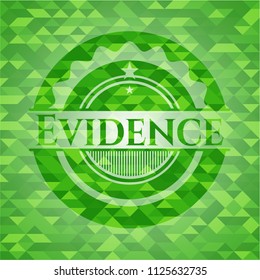 Evidence green emblem with triangle mosaic background