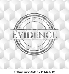 Evidence grey emblem. Retro with geometric cube white background