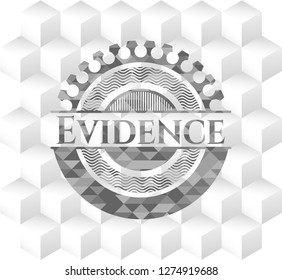 Evidence grey emblem. Vintage with geometric cube white background