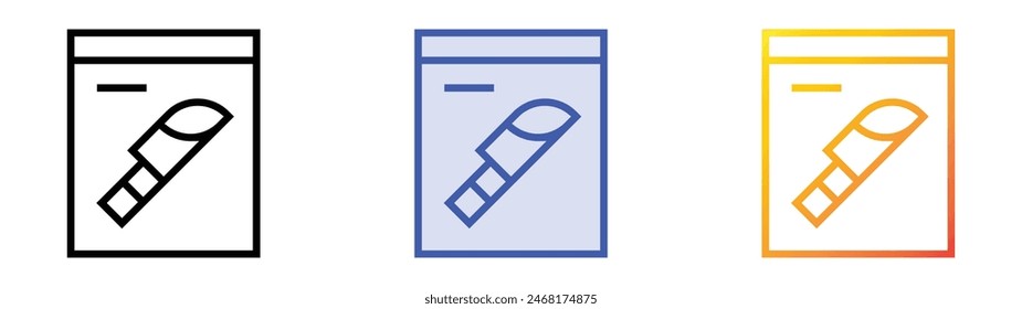 Symbol für Beweise. Lineares, blaues Füllungs- und Verlaufsstil-Design auf weißem Hintergrund