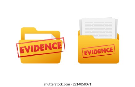 Evidence stamp on white background. Vector stock illustration.