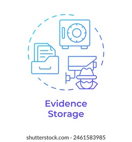 Evidence storage blue gradient concept icon. Forensic integrity. Surveillance footage, media. Round shape line illustration. Abstract idea. Graphic design. Easy to use in infographic, presentation