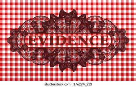 Leuchttext in Linear Currency Red Checkered Tablecloth Emblem. Restaurant-schicker Hintergrund. Intensive Illustration. 