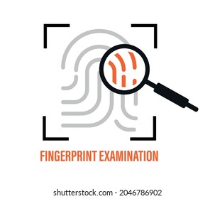 Evidence thin line icon. Magnifier on fingerprint. Vector illustration.