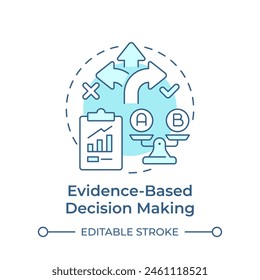 Evidence-based decision making soft blue concept icon. Product development, quality management. Round shape line illustration. Abstract idea. Graphic design. Easy to use in infographic, presentation