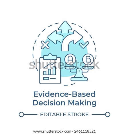 Evidence-based decision making soft blue concept icon. Product development, quality management. Round shape line illustration. Abstract idea. Graphic design. Easy to use in infographic, presentation