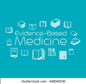 Evidence-based medicine concept illustration with books. Vector illustration